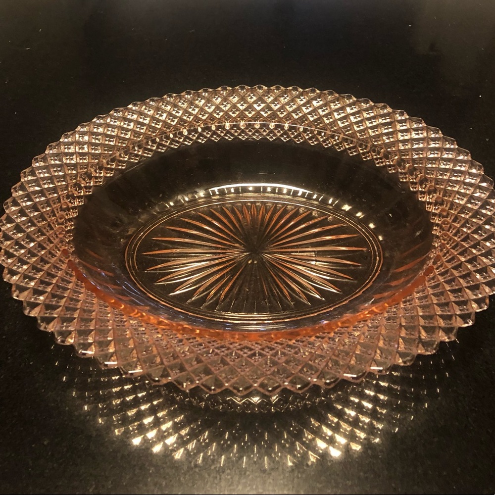 Pink depression oval platter in excellent shape